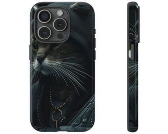 Handy Hülle schwarz, Katze für IPhone, Samsung, Google Smartphones