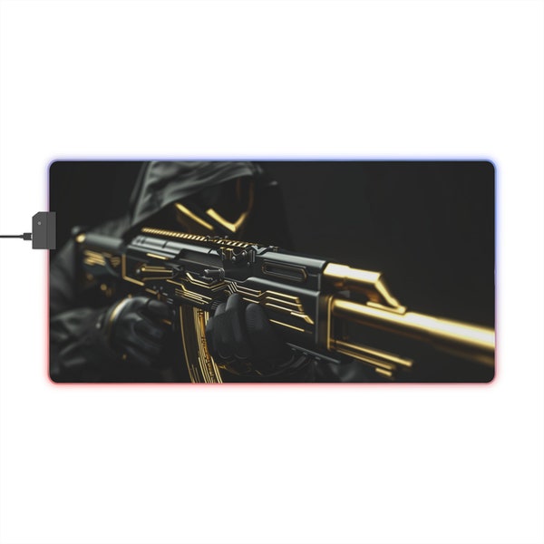 Mauspad Gaming LED RGB AK-47 Schwarz/Gold