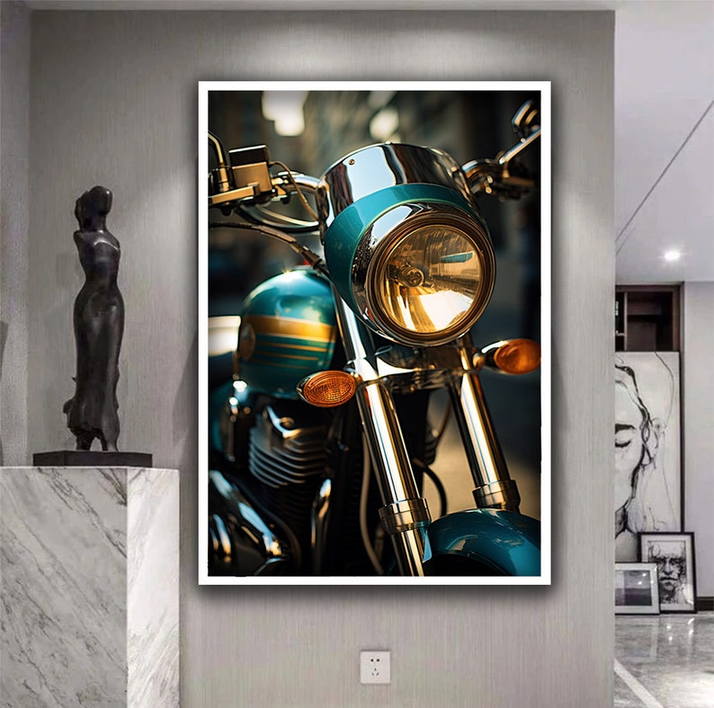 Motorcycle Canvas Painting, Motorcycle Poster, Motorcycle Wall Art, Motorcycle Wall Decor ...