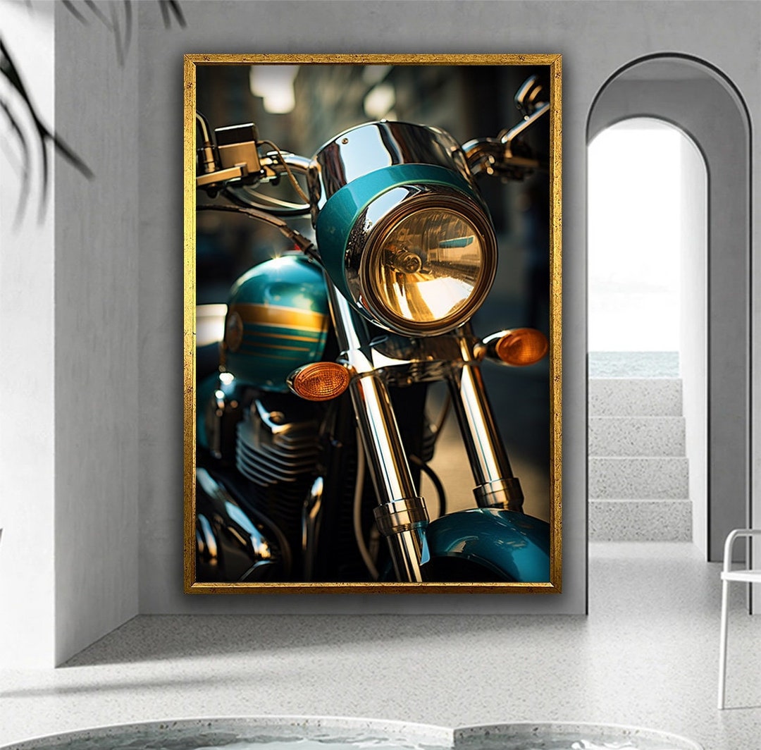 Motorcycle Canvas Painting, Motorcycle Poster, Motorcycle Wall Art, Motorcycle Wall Decor