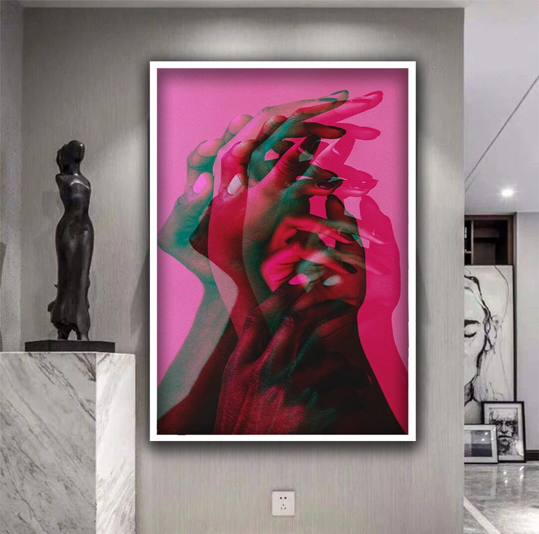 Hands Canvas Painting, Colorful Hands Wall Art,holding Hands Canvas