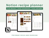 Notion recipe planner to help plan your meals | In the kitchen Meal planner All in One Notion template | Aesthetic Notion dashboard