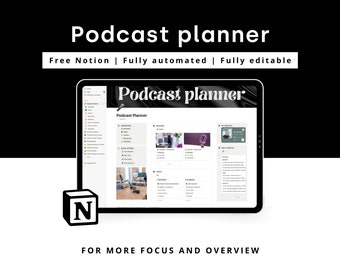 Notion podcast planner | Notion templates to create the perfect podcast | Notion dashboard content planner, content creation