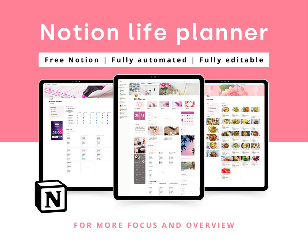 Notion Life Planner | All in One Notion Templates That Girl Planner ...