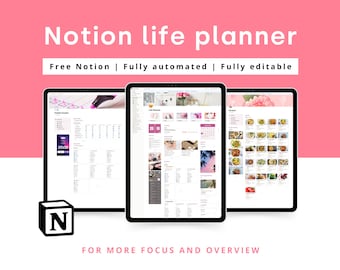 Notie levensplanner | Alles in één Notion-sjablonen die meidenplanner | Notion-dashboard, focusplanner-sjablonen, Aesthetic Notion-planner