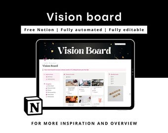 Notion Vision Board | All in One Notion template life planner | Notion dashboard, Goal Tracker, Aesthetic Notion planner