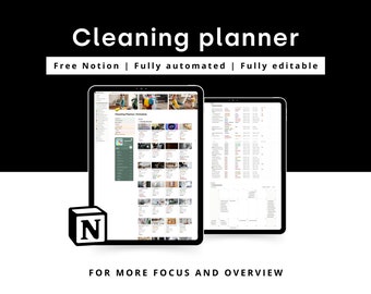 Notion cleaning planner | All in One Notion template to create a cleaning schedule and check your chores, home planner