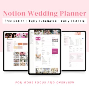 Notion wedding planner | All in One Notion templates wedding checklist | Notion dashboard, wedding timeline, Aesthetic Notion planner