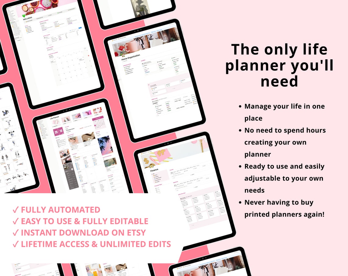 Notion Life Planner | All in One Notion Templates That Girl Planner ...