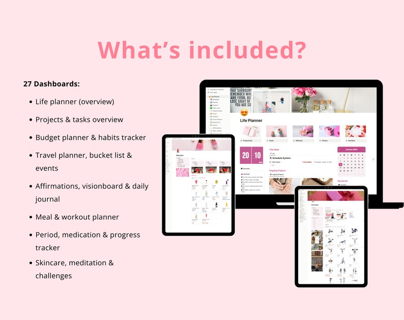 Notion Life Planner | All in One Notion Templates That Girl Planner ...