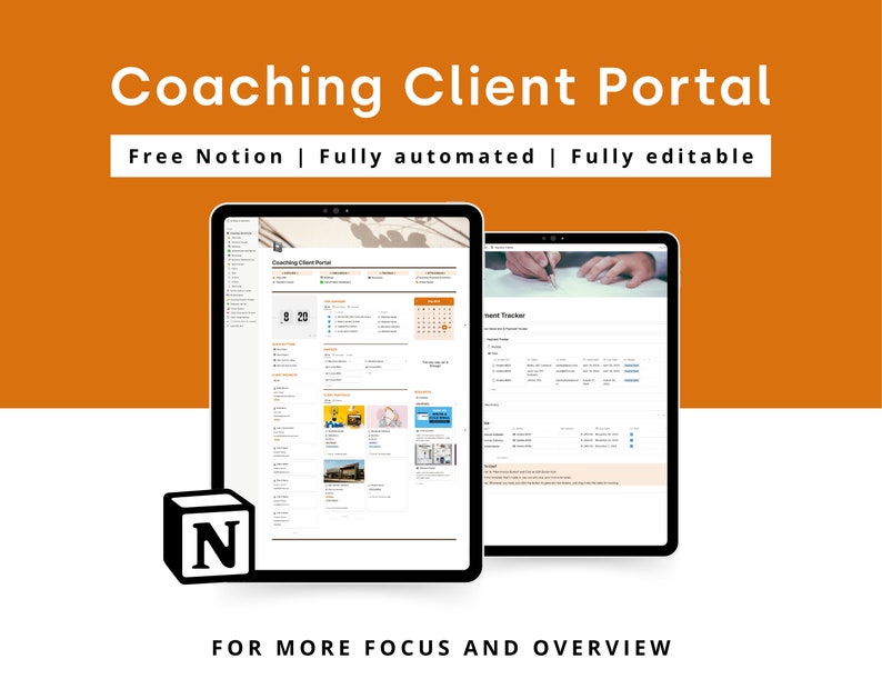 Notion Coaching Client Portal | All in One Notion Template to Manage ...