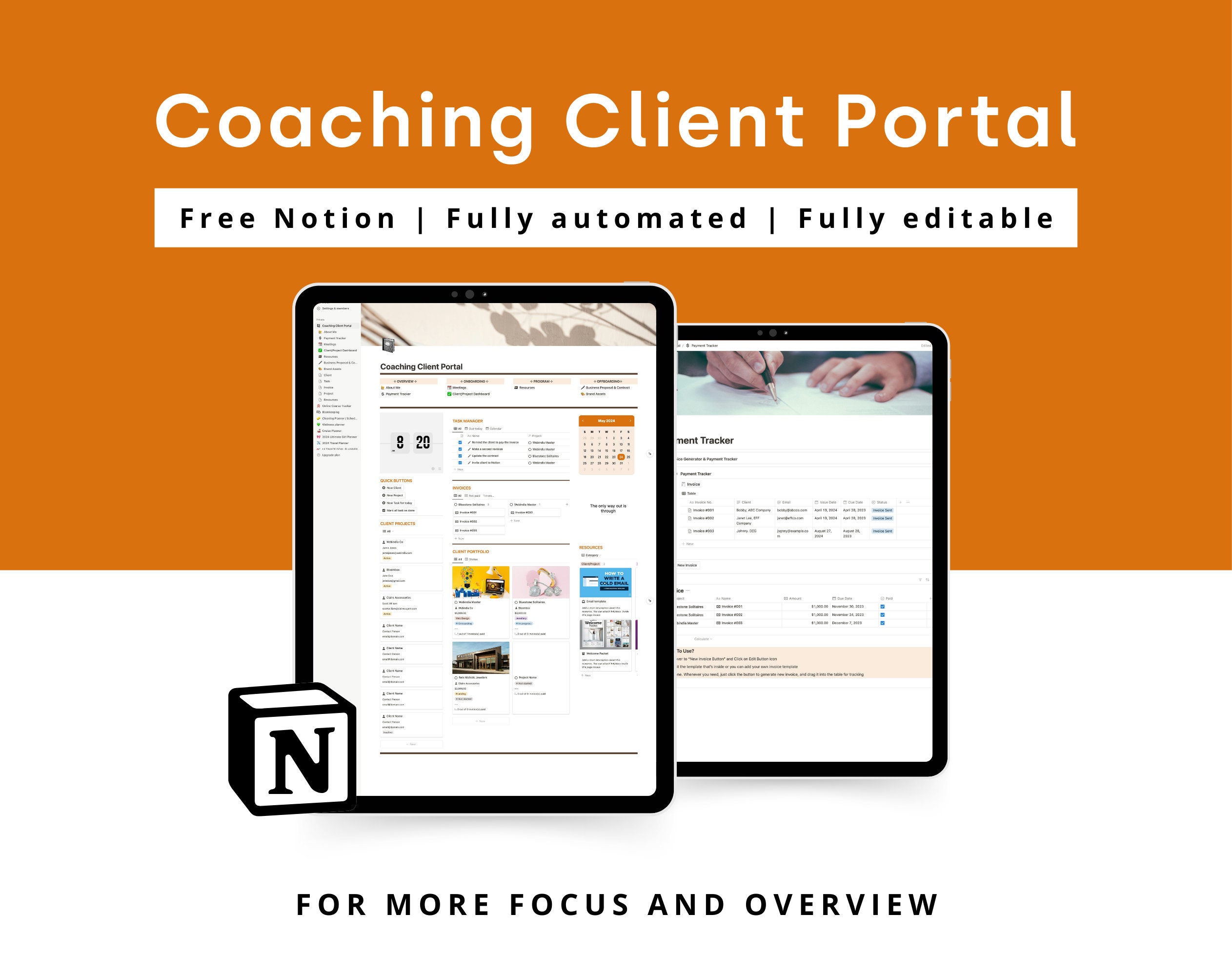 Notion Coaching Client Portal | All in One Notion Template to Manage ...