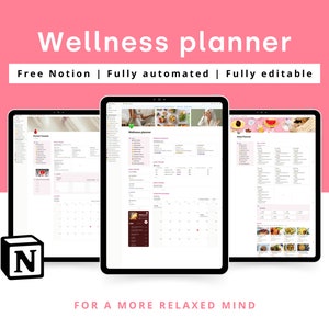 Notion wellness planner | All in One Notion templates life planner | Notion dashboard, focus planner templates, that girl planner
