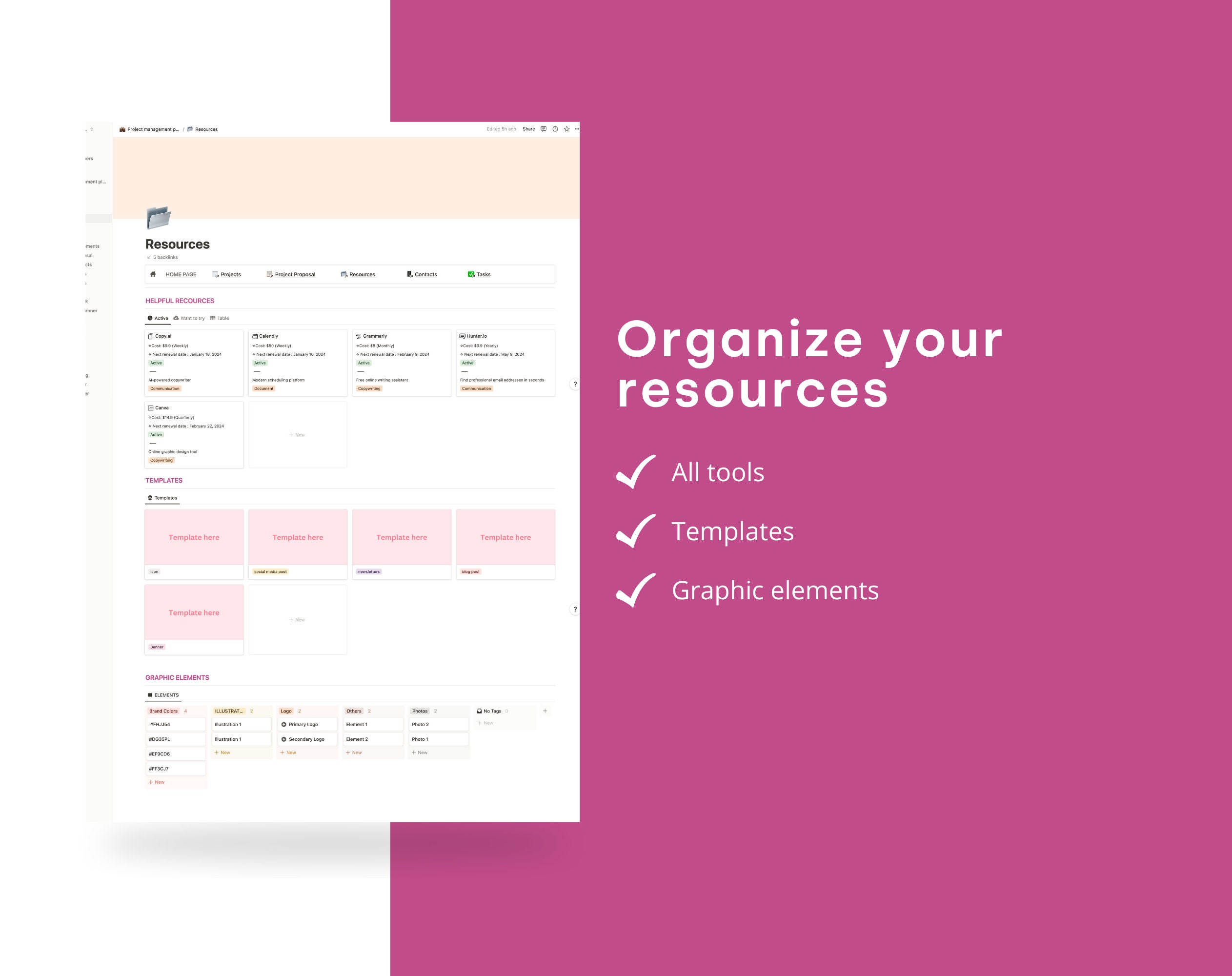 Notion Project Management Planner | All in One Notion Templates Project ...