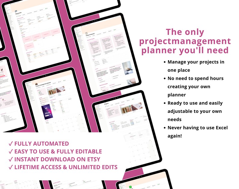 Notion Project Management Planner | All in One Notion Templates Project ...