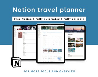 Notion travel planner | Notion templates travel planner | Notion dashboard, notion planner template, trip planner, travel itinerary
