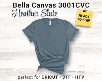 Bella Canvas Heather Slate Unisex T-Shirt, Soft CVC Blend Tee (DTF, HTV)