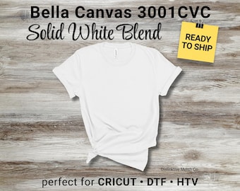 Bella Canvas 3001CVC Solid White Blend T-Shirt, Soft CVC Tee for Cricut, DTF, HTV