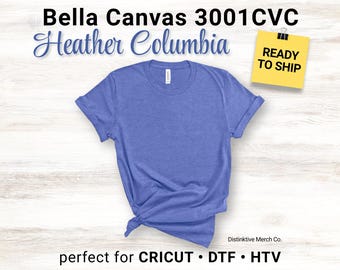 Bella Canvas Heather Columbia CVC T-Shirt, Soft Unisex Tee for DTF, HTV