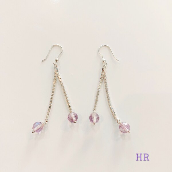 Boucles d'oreilles améthystes briolettes