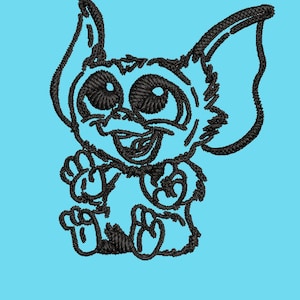 Könnte beinhalten: Schwarz-weiß-Linienzeichnung eines Cartoon-Monsters mit großen Augen und einem breiten Lächeln. Das Monster sitzt mit gekreuzten Beinen und erhobenen Armen.