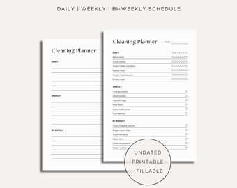 Cleaning Schedule Printable, Household Planner, Cleaning Checklist Weekly Bi Weekly, Digital Chore List, A4