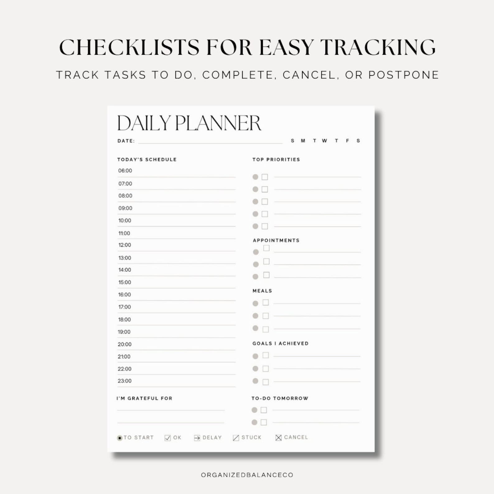 Aesthetic Printable Daily Planner - A4 and A5 Sizes, Instant Download ...