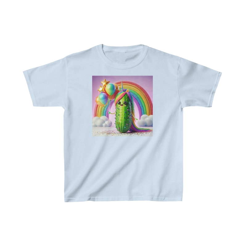 Kids Heavy Cotton™ Tee A Unicorn Pickle With a Rainbow Mane Holds