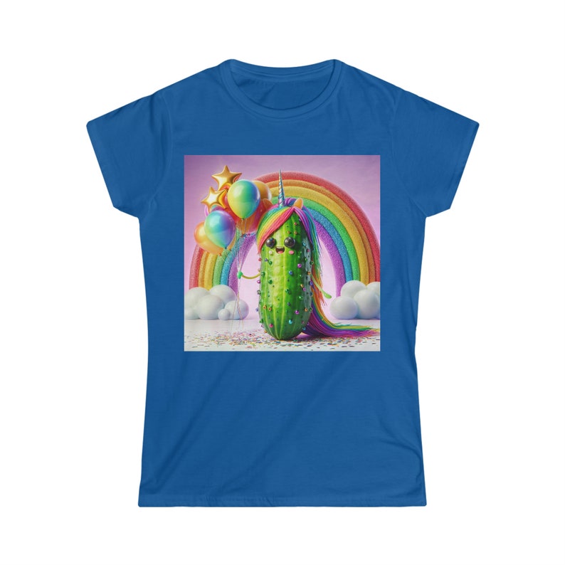 Women's Softstyle Tee the Dillightful Unicorn Pickle W Balloons Under