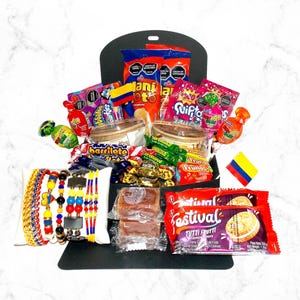 Coffret cadeau de snacks colombiens. Des bonbons colombiens en guise de cadeaux. Envies sucrées de Colombie. Collations