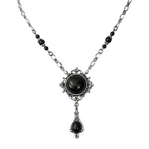 Antique Silver and Black Onyx Gothic Victorian necklace Black Onyx Necklace Antique Silver Victorian Necklace Ornate Vintage Black Necklace