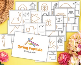 Popsicle Sticks Templates | Spring Popsicle Activities | Spring Themed Popsicle Sticks Mats | Montessori Popsicle Sticks | Learning Resource