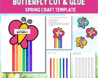 Butterfly Craft Template Spring Activities Insect Craft Butterfly Cut and Glue Template Butterfly Printable for Pre-K and Kindergarten