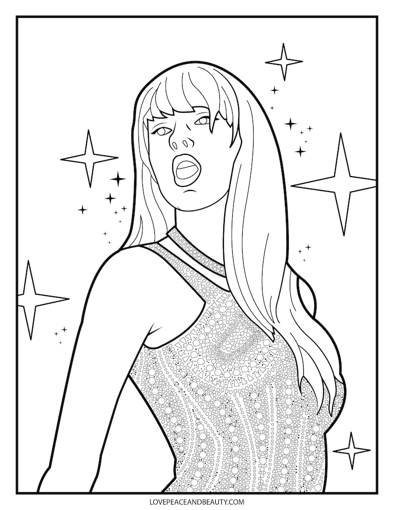 Taylor Swift Coloring Pages 7 Pages | Instant Download the Eras Tour ...