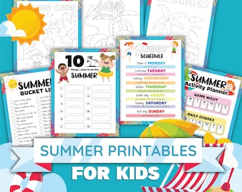 Kids Summer Activity Printables Summer Bucket List Summer Schedule Summer Planner for Kids Family Activity Worksheets