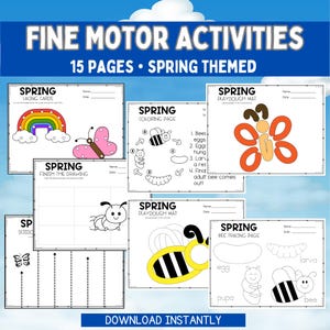 Spring Printable Activity Bundle Homeschool Kindergarten Preschool Worksheets Preschool Centers Spring Fine Motor No Prep Activities