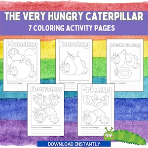 The Very Hungry Caterpillar Coloring Pages Kids Activity Hungry Caterpillar Birthday Party Favor Hungry Caterpillar Interactive Read Aloud