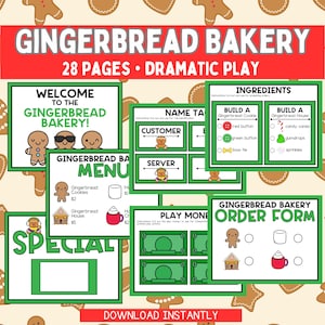 Gingerbread Bakery Dramatic Play Gingerbread Printables Holiday Dramatic Activities Christmas Dramatic Play Preschool Pretend Play Bakery