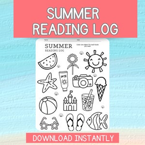 Sommer Leselogbuch Schwarzweiß zum Ausmalen, Malseite für Kinder, Ausmalbilder, Malbuch, Ausmalbilder, Malbuch, Ausmalbilder,