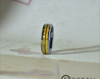 Prestige Memorial Ring – Topaz Opal with Hair or Fur, Unique & Elegant Keepsake