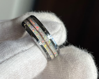 Anillo de recuerdo de pelo de mascota: joyería conmemorativa de ópalo hecha a mano