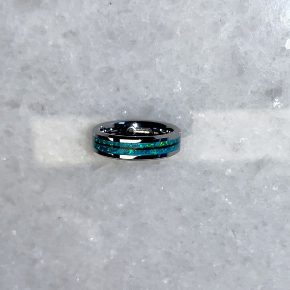 Turquoise Shimmer Opal Memorial Ring: Hair or Fur Keepsake