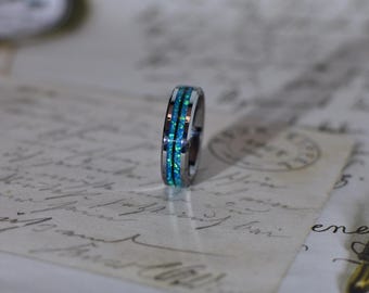 Anillo conmemorativo para cenizas de mascota – Recuerdo con brillo turquesa – Homenaje hecho a mano para perro o gato