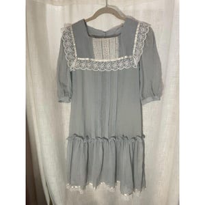 Gunne Sax by Jessica McClintock Vintage 80s Blue Sailor Collar Prairie Dress EUC