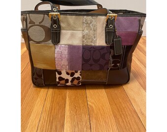 Vintage COACH Leather Patchwork Crossbody Tote Shoulder Handbag