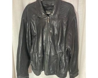 o*o様 【80s】Liz Claiborne leather jacket Vintage Liz Claiborne Black Leather Jacket, Burgundy Lined (size L