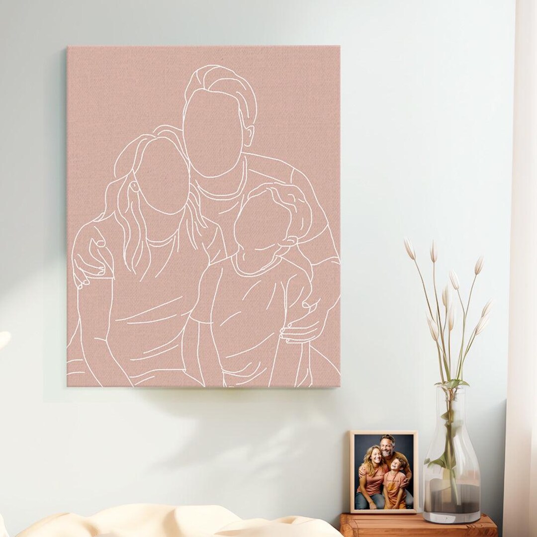Custom Line Art Portrait From Photo – Personalized Canvas Wall Art ...