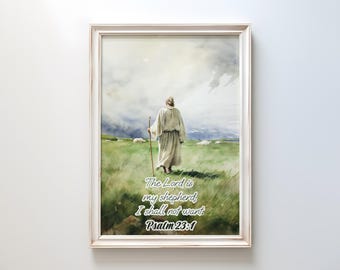 Psalms 23:1 Digital Wall Art, Bible verse wall art, Digital Download Wall Print, Printable Art, Landscape, Home Decor, Scripture, Painting