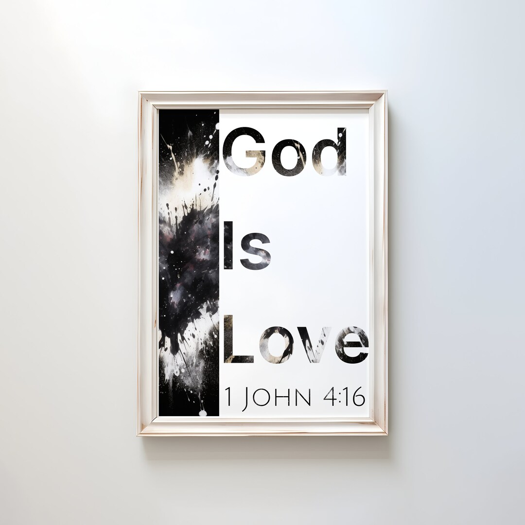 God is Love Distressed Ai Digital Wall Art, Bible Verse Wall Art ...