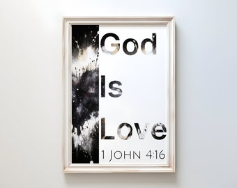 God is Love Distressed Ai Digital Wall art, Bible verse wall art, Digital Download Wall Print, Printable Wall Art, Minimalist Art Decor